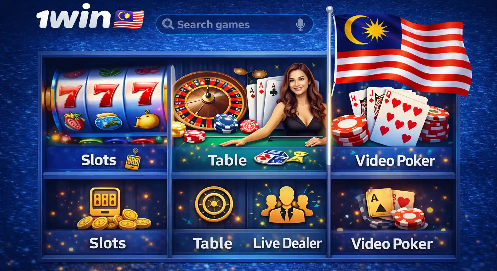 Casino Games Library at 1win